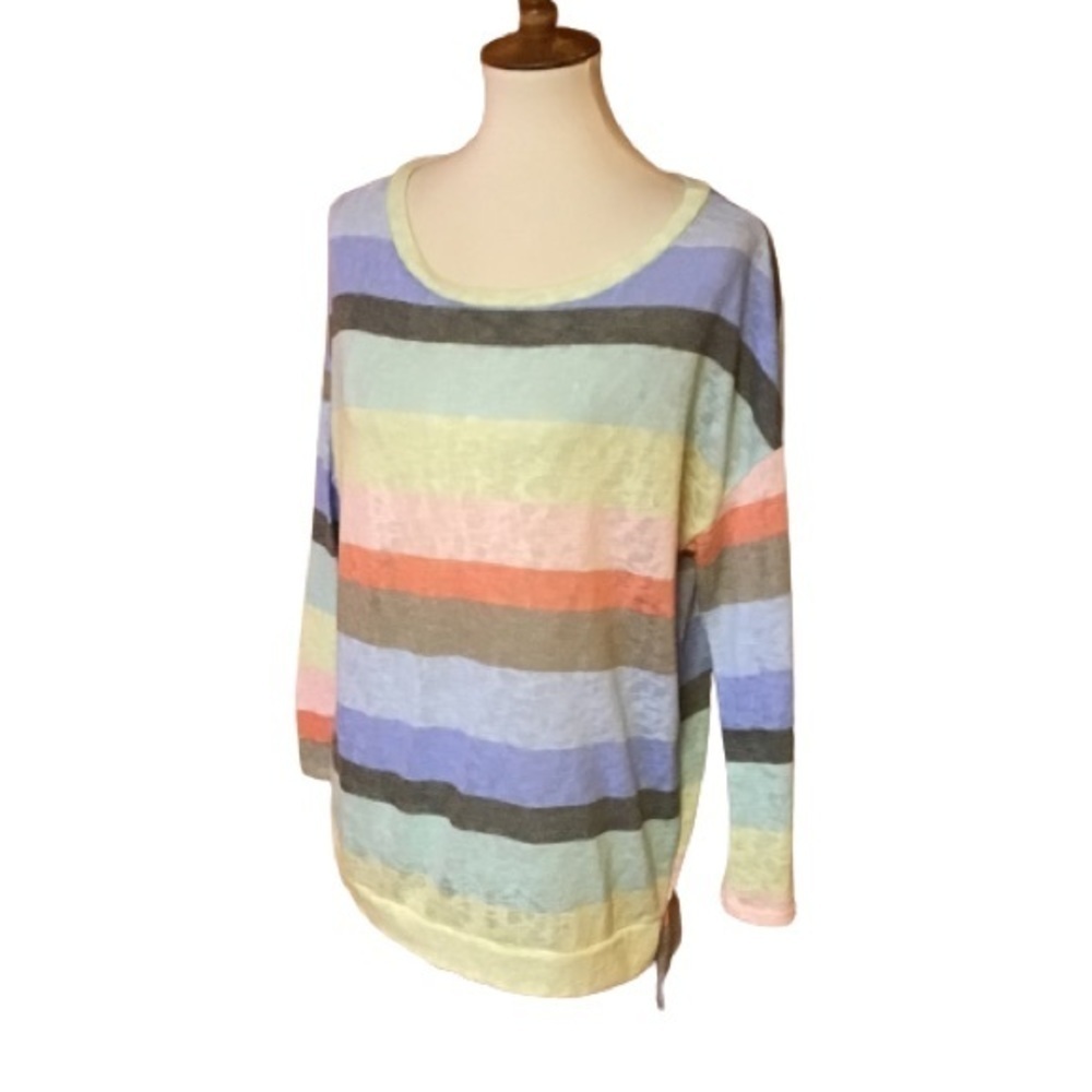 Rainbow striped slouchy sweater